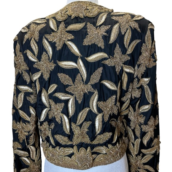 James Benjamin - Vintage Embroidered, Beaded Evening Jacket - Size 8, Black Gold - Picture 9 of 13